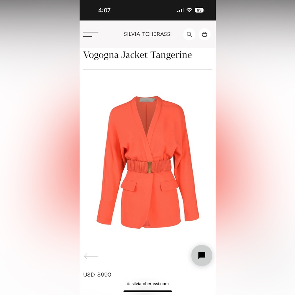 Silvia Tcherassi Vogogna Jacket Tangerine. Brand new with tags!